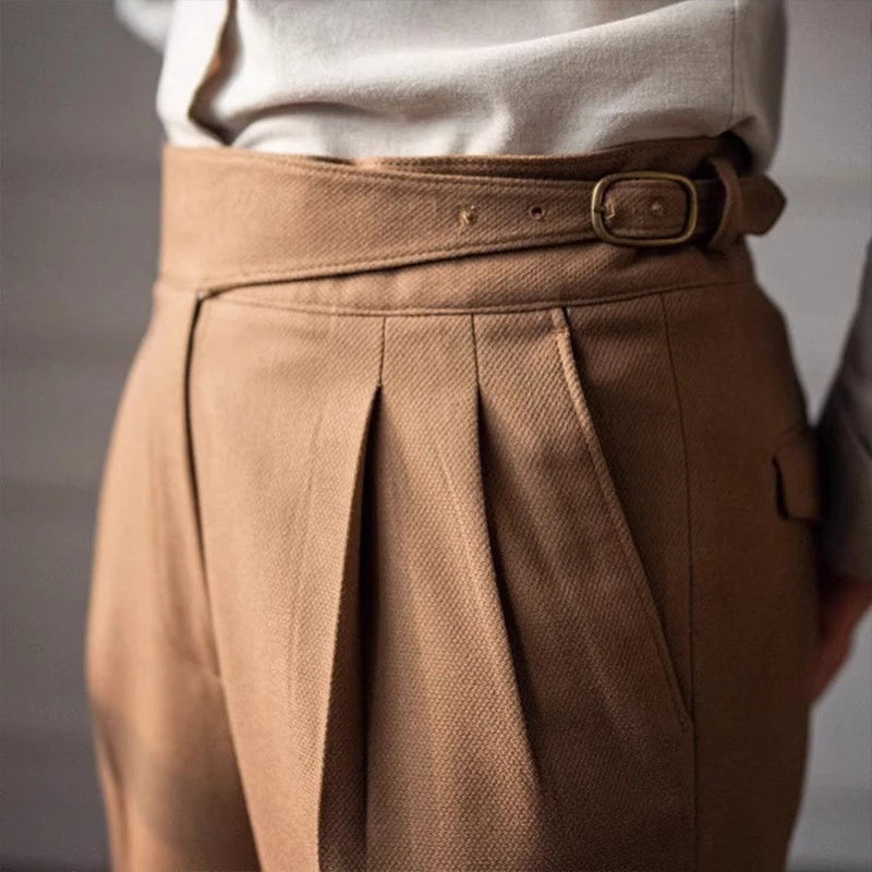 Men's Naples Slim-Fit Dress Pants British Retro Trousers
