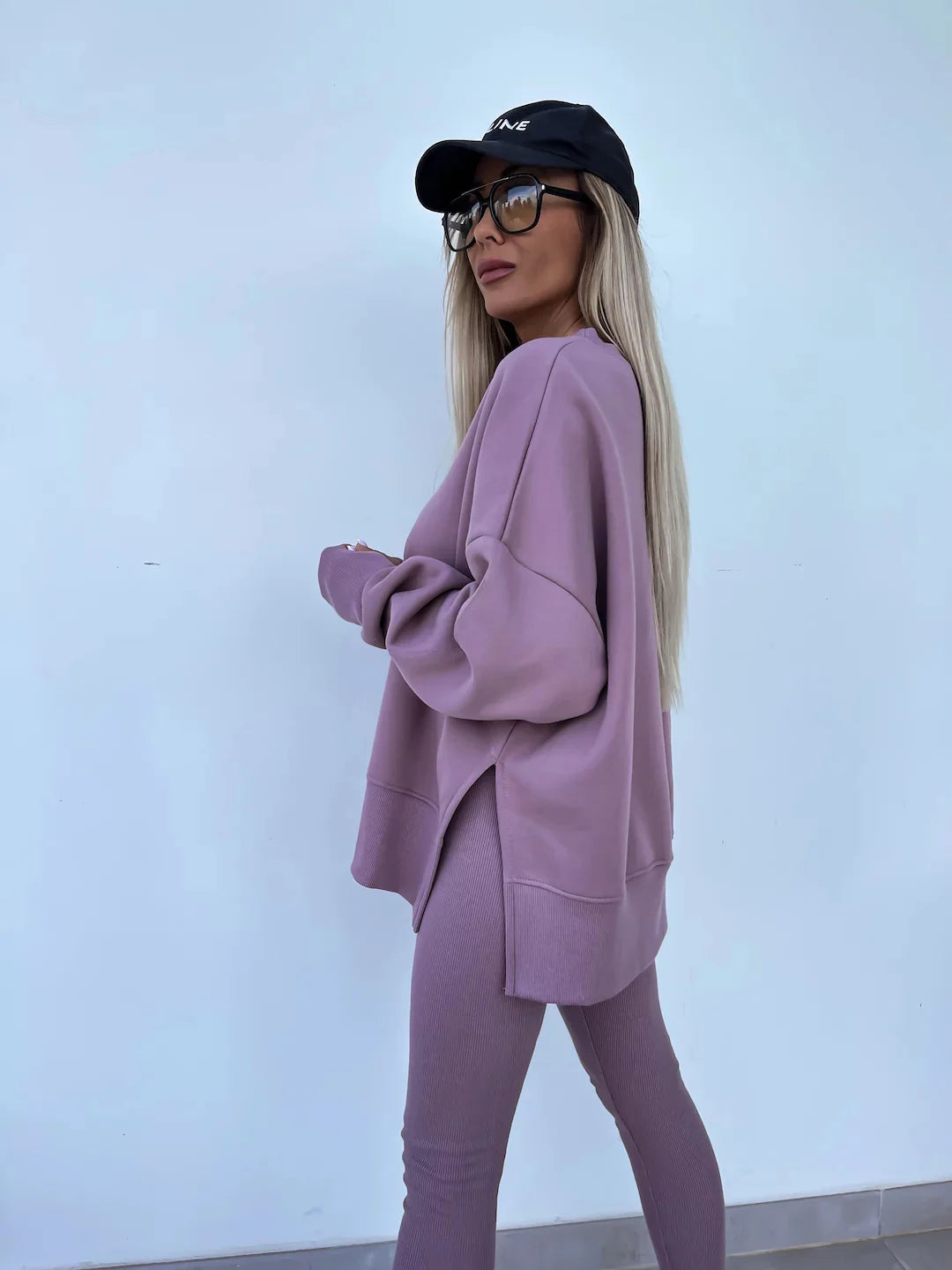Women's Loose Shirt and Tight Pants Two-Piece Set
