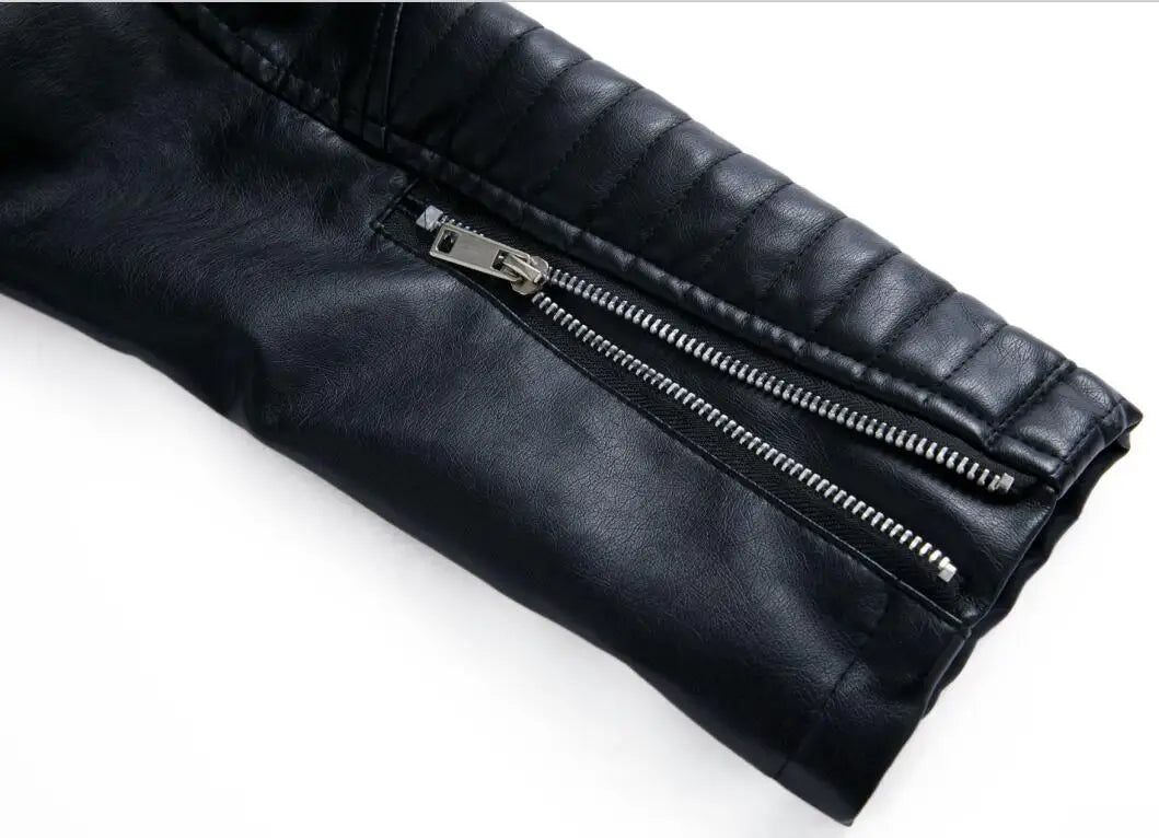 Women's Faux Leather Zipper Biker Jacket
