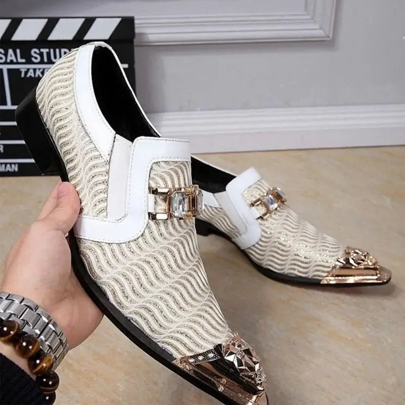 Men's Italian Snake Grain Pointed Leather Dress Shoes