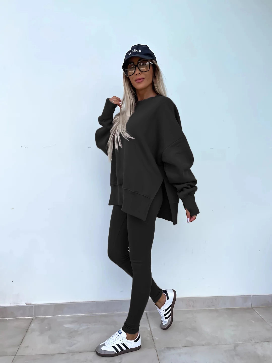 Women's Loose Shirt and Tight Pants Two-Piece Set