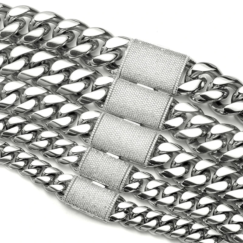 Stainless Steel Cuban Miami Link Chain Necklace