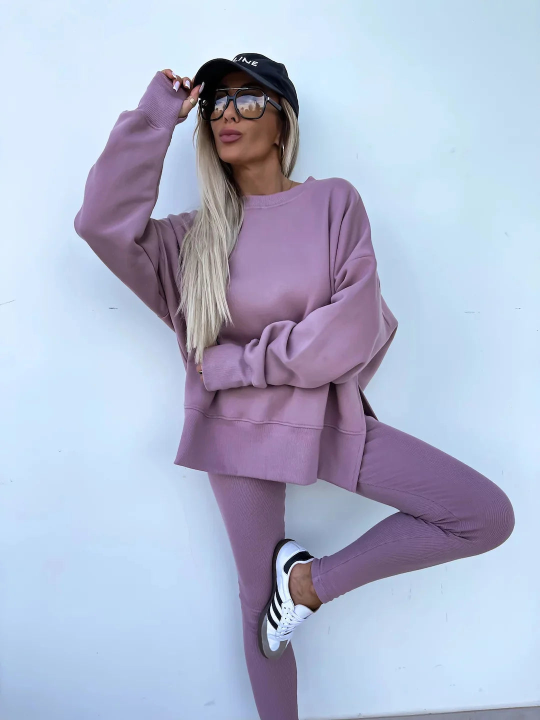 Women's Loose Shirt and Tight Pants Two-Piece Set