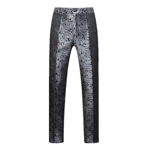 Men's Jacquard Wedding Party Groom Dress Suit Pants