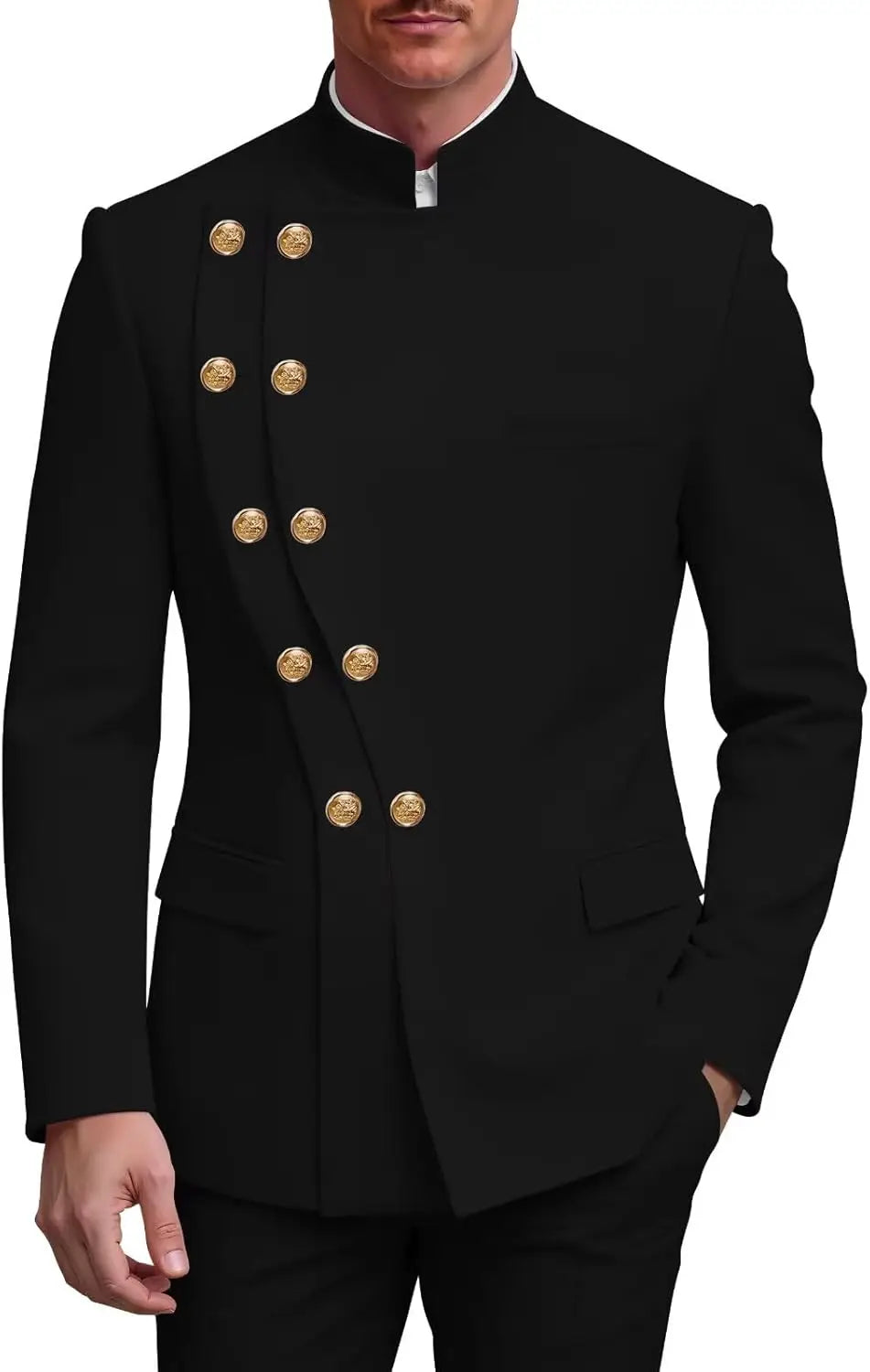 Men's Slim Fit Stand Collar Wedding Tuxedo Set