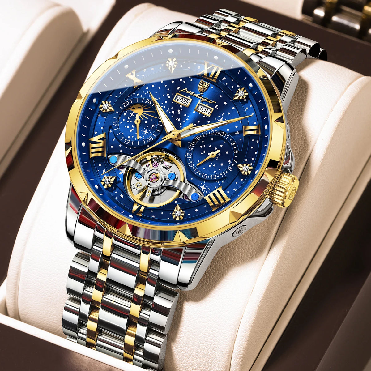 Men's Automatic Mechanical Stainless Steel Calendar Watch