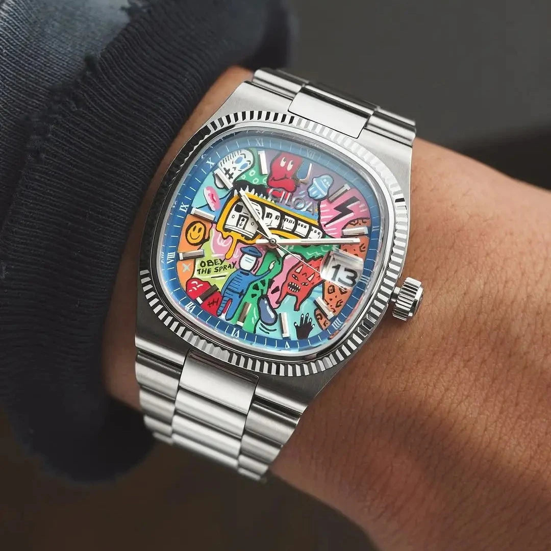 Men's Square Dial Splash-Resistant Automatic Mechanical Watch