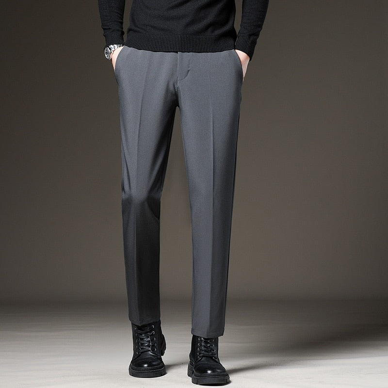 Men's Slim Elastic-Waist Business Suit Pants, Sizes 27-42