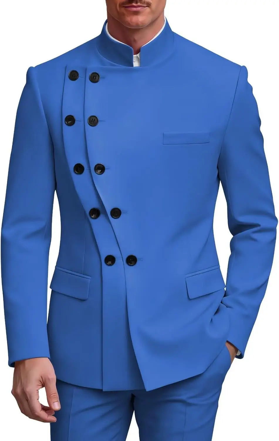 Men's Slim Fit Stand Collar Wedding Tuxedo Set
