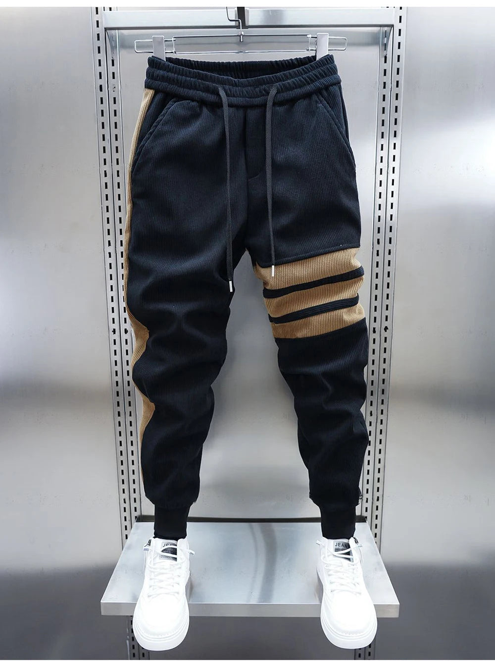 Men's Patchwork Striped Harem Jogger Sweatpants