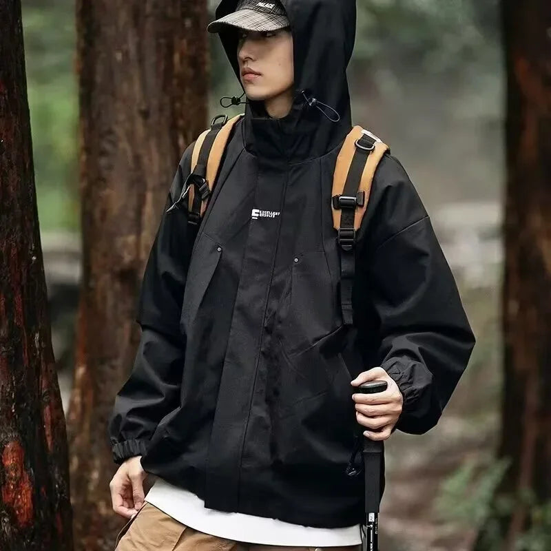 Men's Waterproof Hooded Hiking Bomber Windbreaker