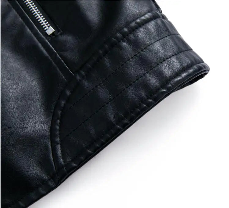 Women's Faux Leather Zipper Biker Jacket
