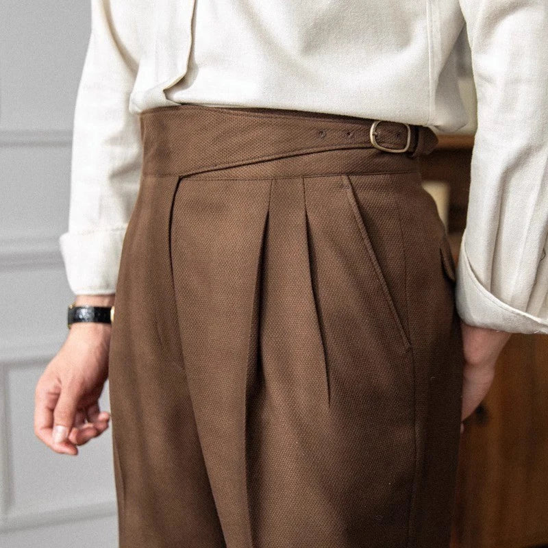 Men's Naples Slim-Fit Dress Pants British Retro Trousers