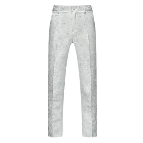 Men's Jacquard Wedding Party Groom Dress Suit Pants