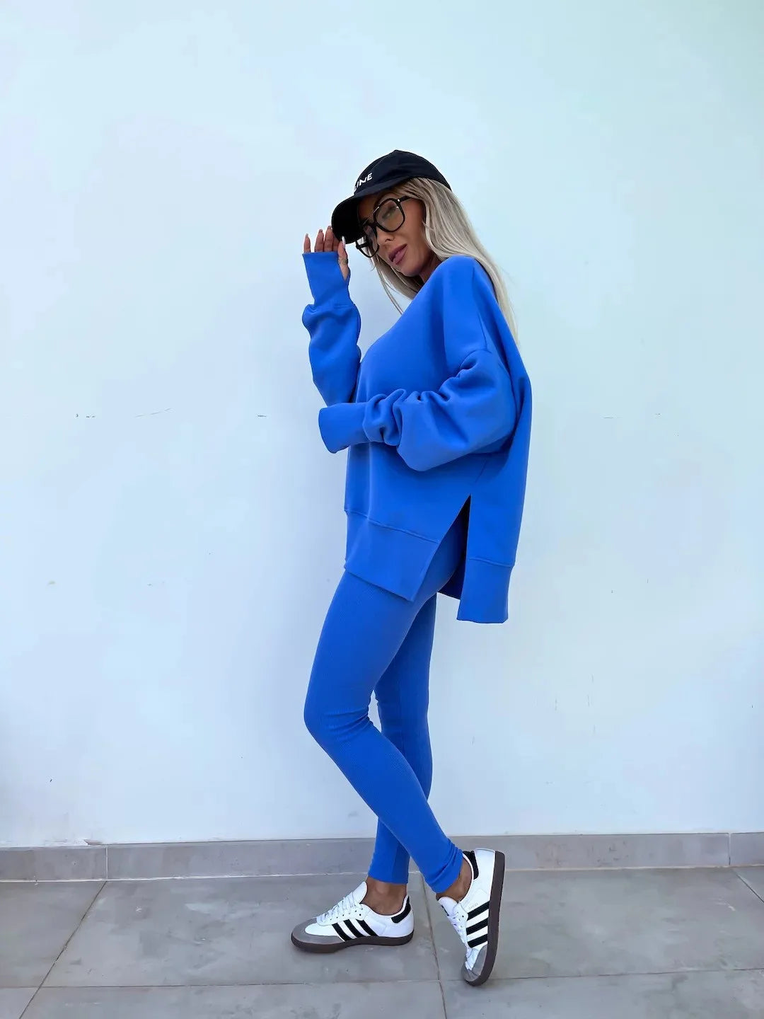 Women's Loose Shirt and Tight Pants Two-Piece Set