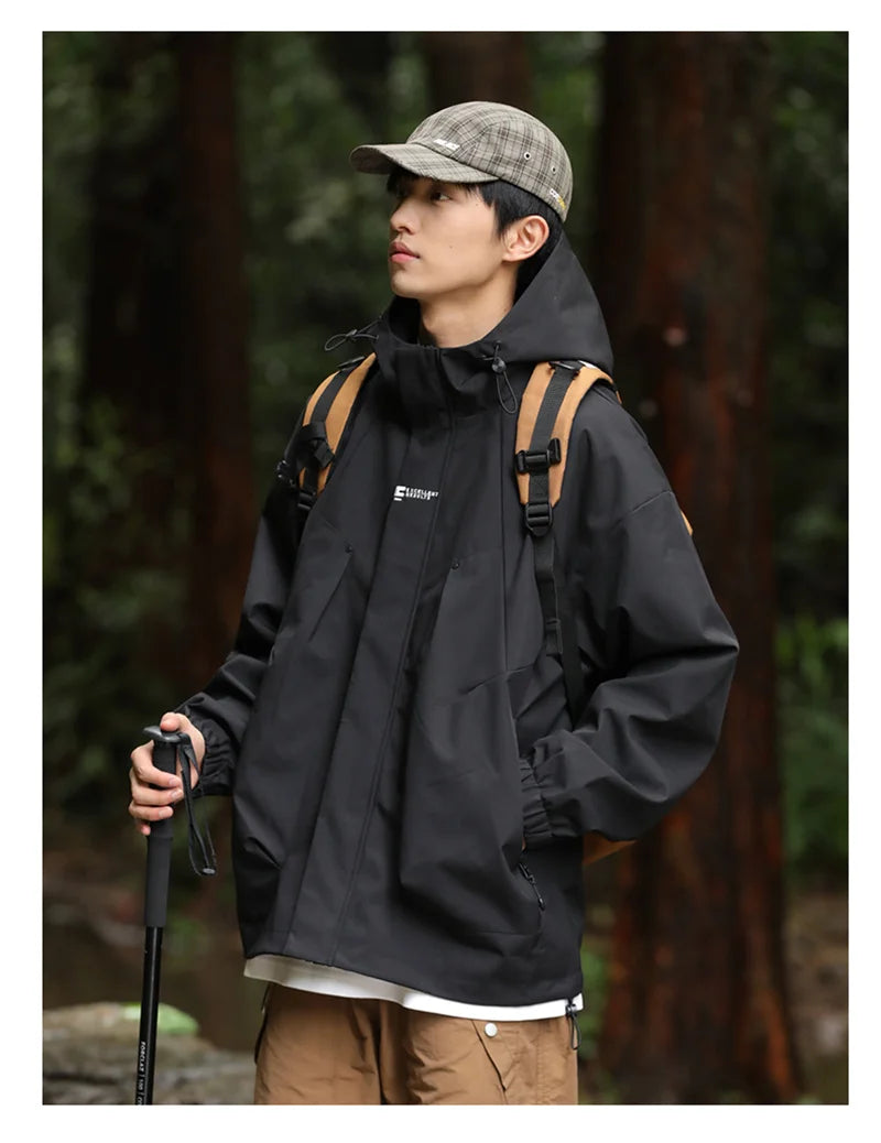 Men's Waterproof Hooded Hiking Bomber Windbreaker