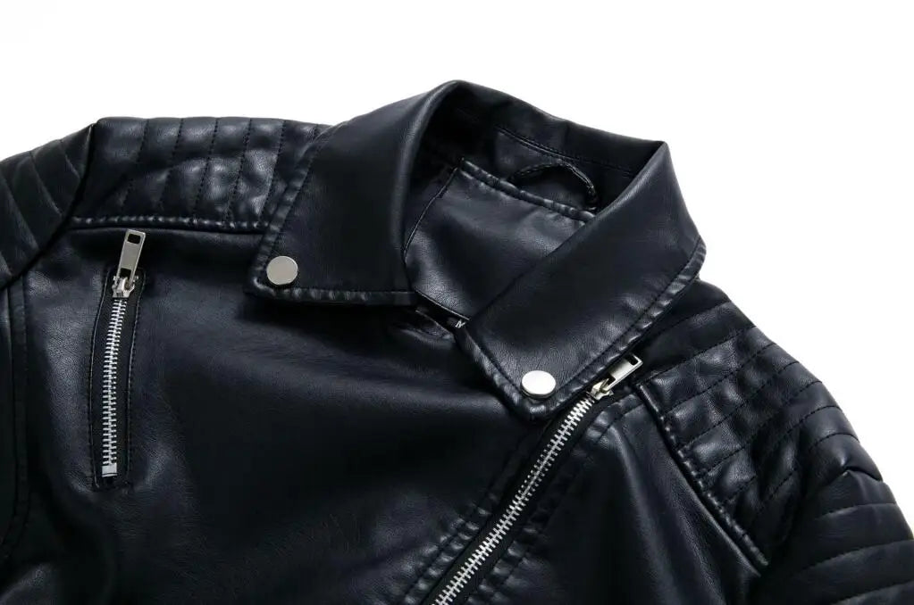 Women's Faux Leather Zipper Biker Jacket
