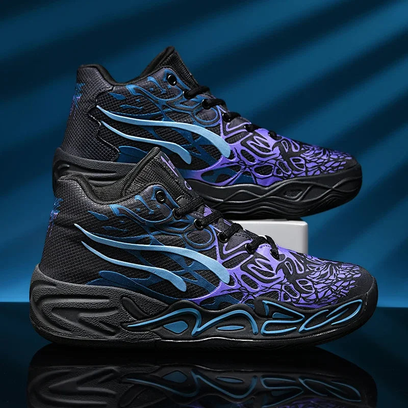 Men's High-Top Non-Slip Lace-Up Basketball Training Sneakers