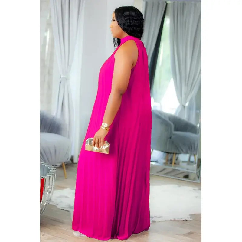 Women's Plus-Size Halter Hollow Split A-Line Bandage Maxi Dress
