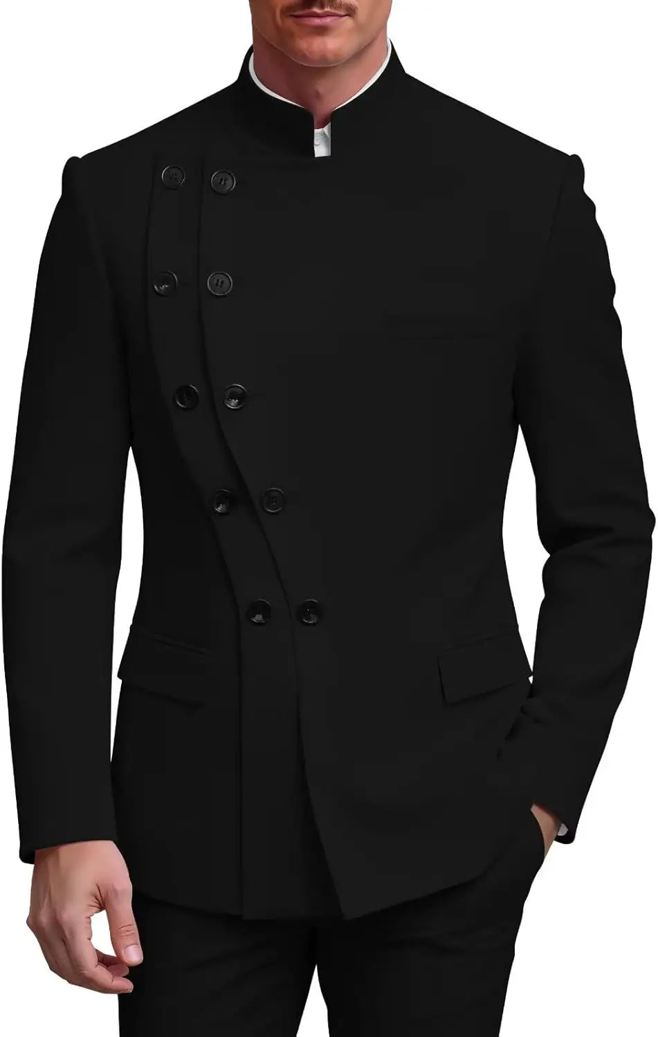 Men's Slim Fit Stand Collar Wedding Tuxedo Set