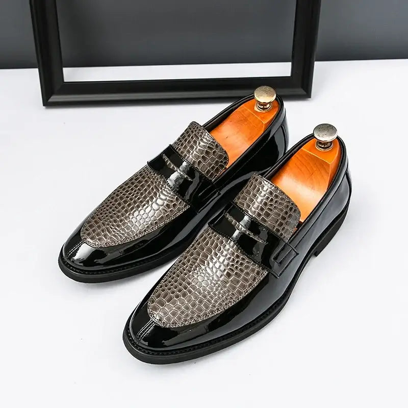 Men's Color-Block Round-Toe Business Loafers, Formal Wedding