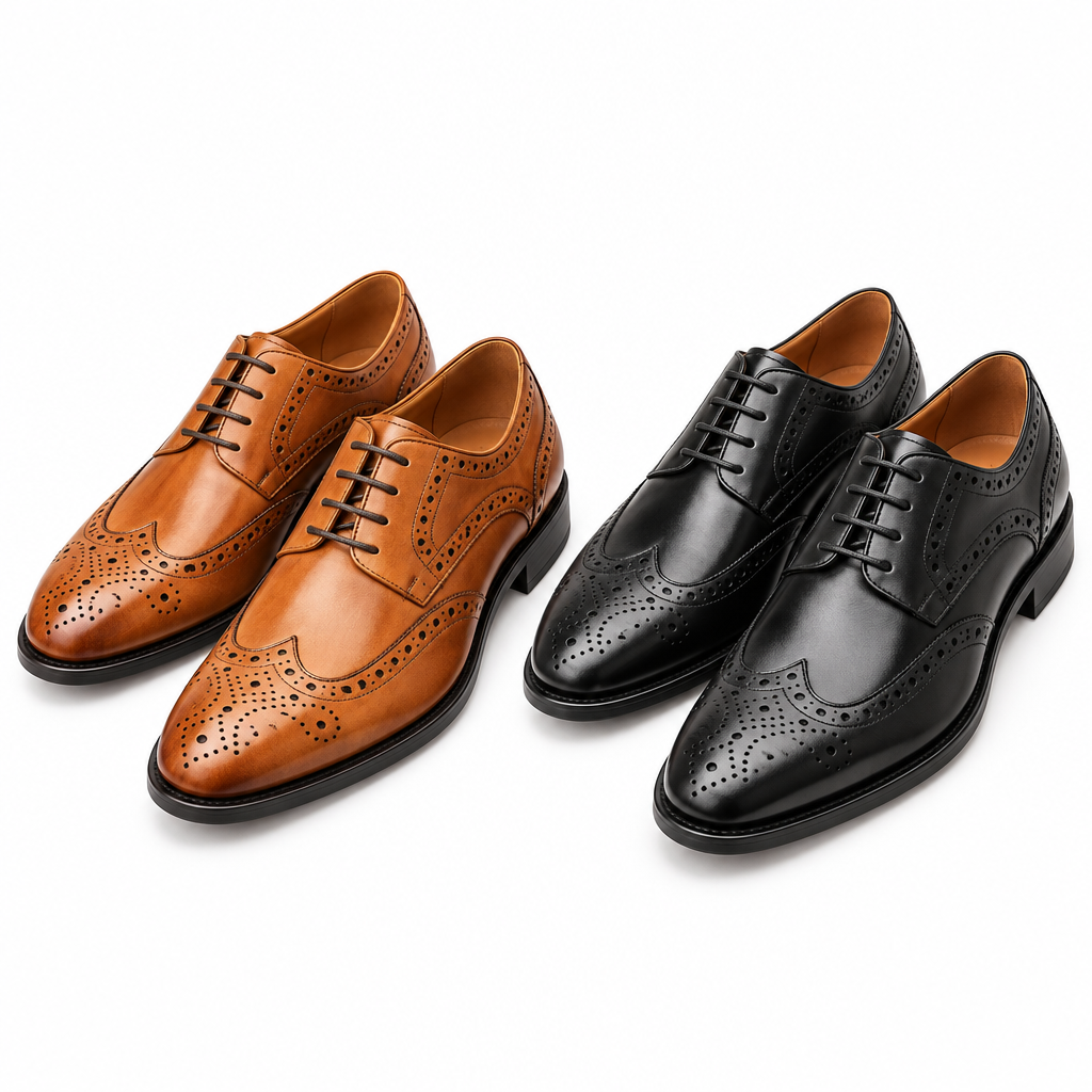 Men's leather wedding brogue shoes pair