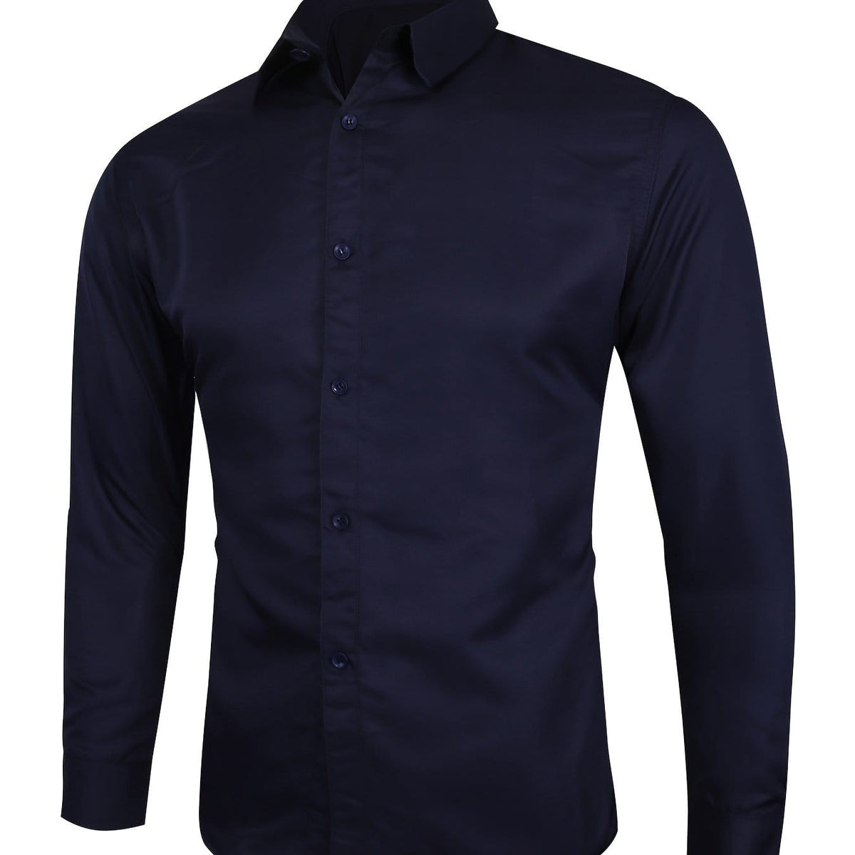 Men's Solid Long-Sleeve Business Button-Up Shirt, Slim Fit