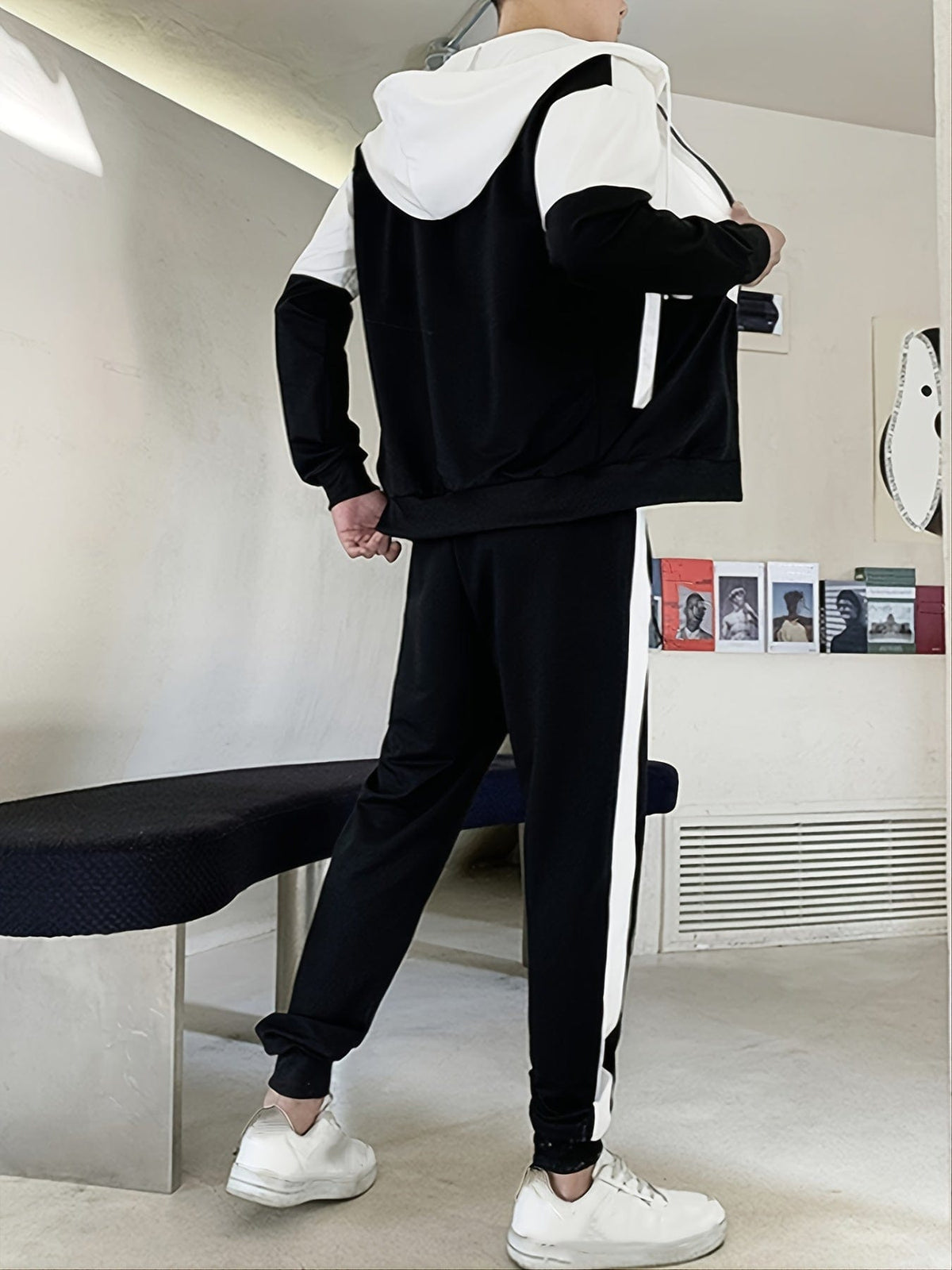 Men's Zip-Up Hooded Jacket & Trousers Set