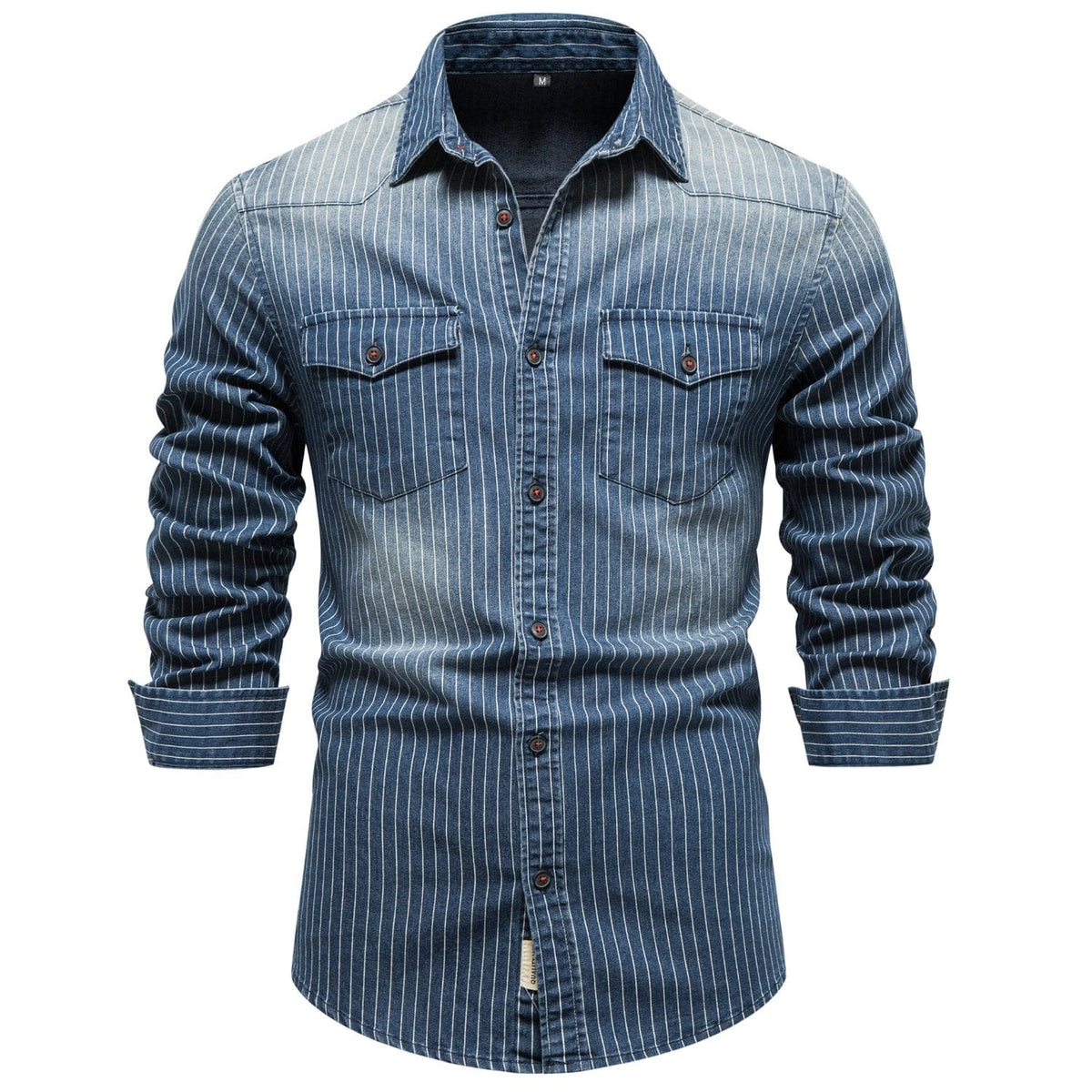 Men's Slim Striped Stretch Denim Shirt