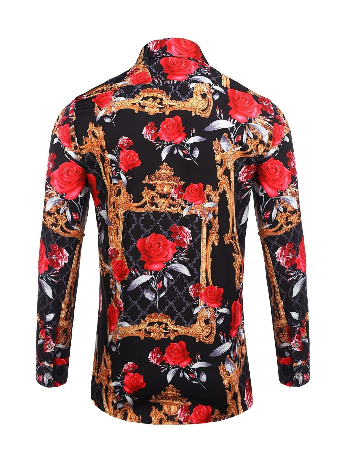 Men's Long Sleeve Print Dress Shirt for Party and Wedding