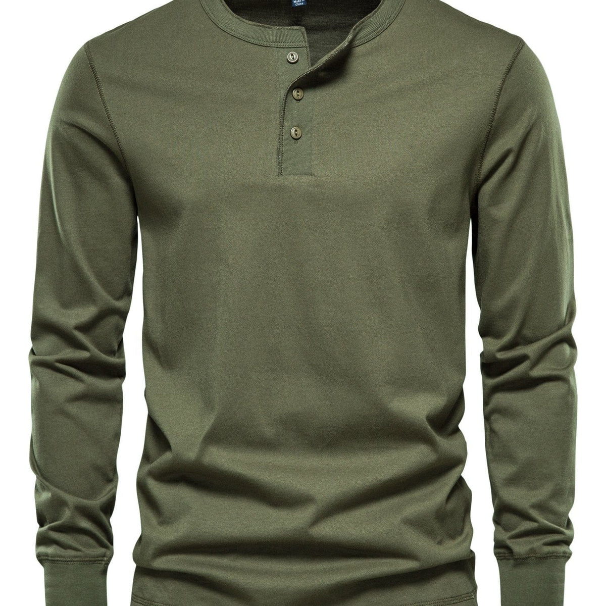 Men's Henley Collar Long Sleeve T Shirt