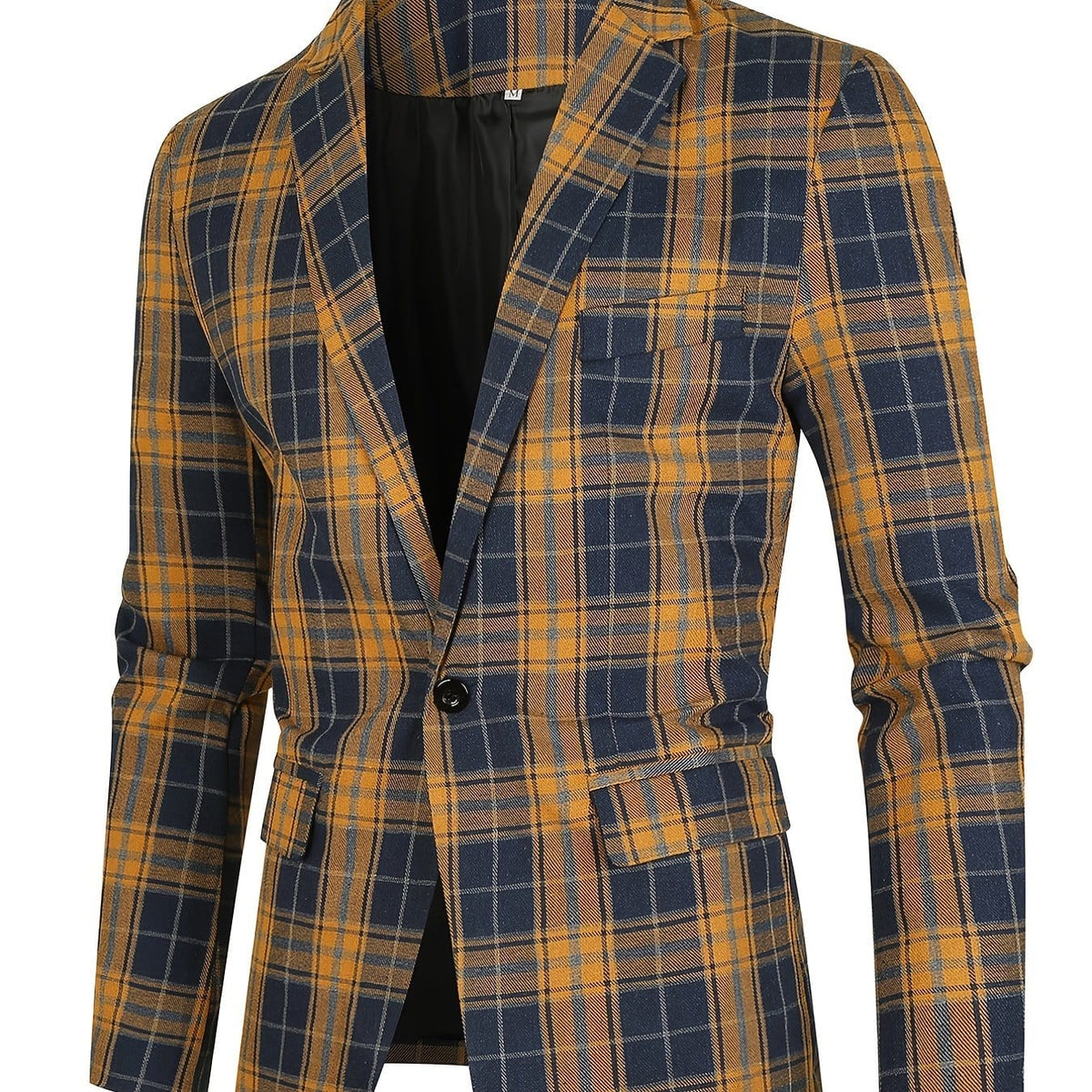 Men's Classic Slim Fit One-Button Plaid Blazer Jacket