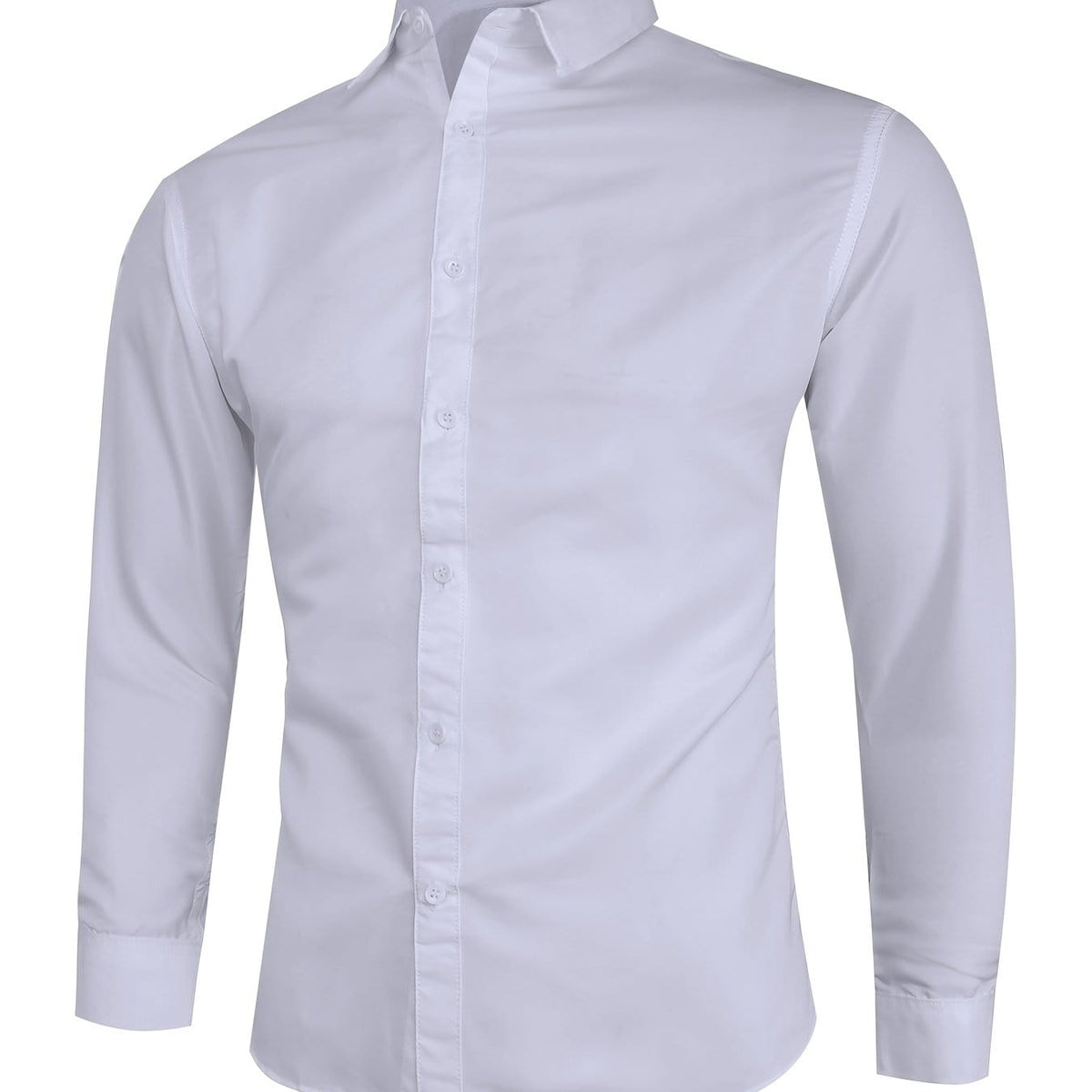 Men's Solid Long-Sleeve Business Button-Up Shirt, Slim Fit