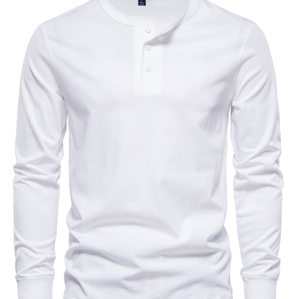 Men's Henley Collar Long Sleeve T Shirt