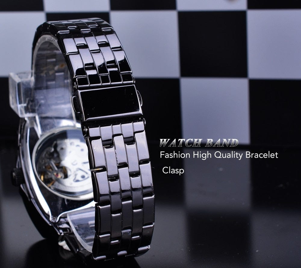 Men's Triangle Skeleton Automatic Stainless Steel Watch