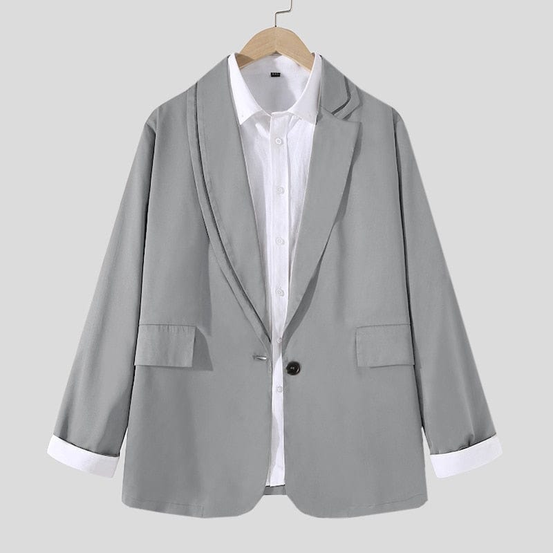 Men's Casual Lapel Long Sleeve One Button Thin Blazer 5XL