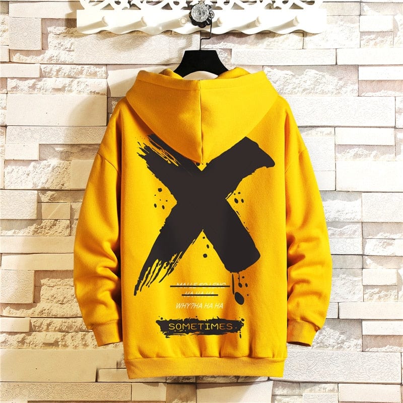 Men's Japanese Print Fleece O-Neck Hoodie Sweatshirt
