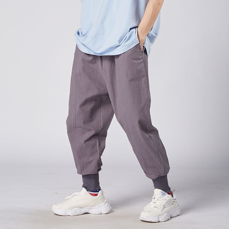 Men's Chinese Cotton Linen Elastic Waist Harem Pants