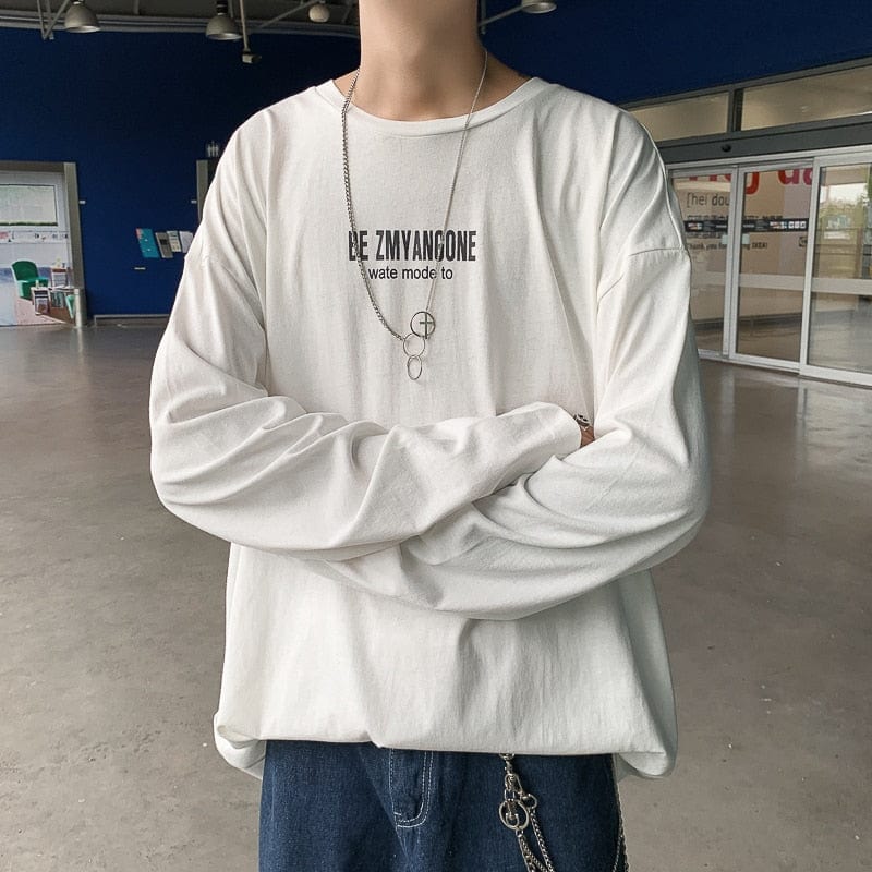 Men's Graphic Letter Long Sleeve Harajuku Street T-Shirt