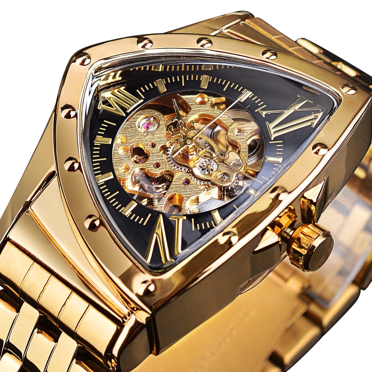 Men's Triangle Skeleton Automatic Stainless Steel Watch
