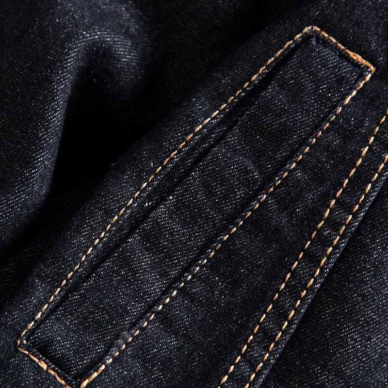 Men's Solid Lapel Slim-Fit Cotton Denim Jacket