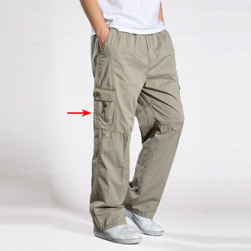 Men's Cotton Loose Multi-Pocket Cargo Pants Joggers