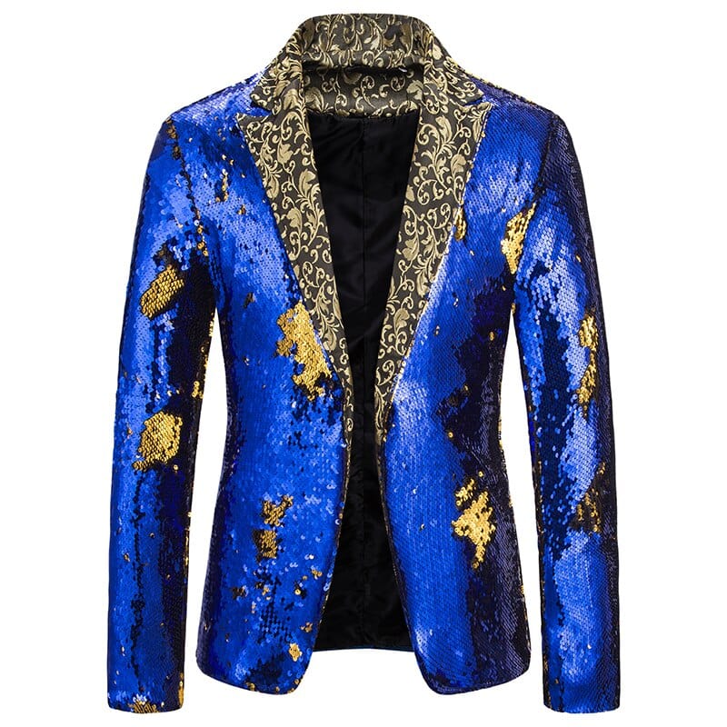 Men's Shiny Sequin Shawl Collar Prom Wedding Suit Jacket