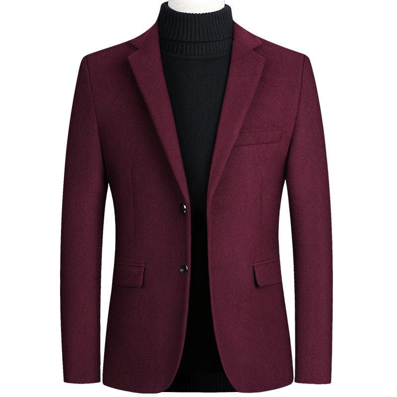 Men's Wool Classic Slim Business Suit Blazer Jacket