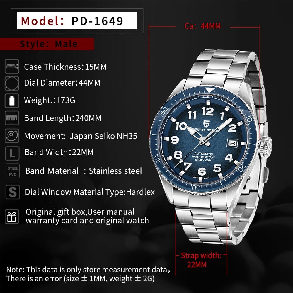 Men's Stainless Steel Automatic Sports Business Watch