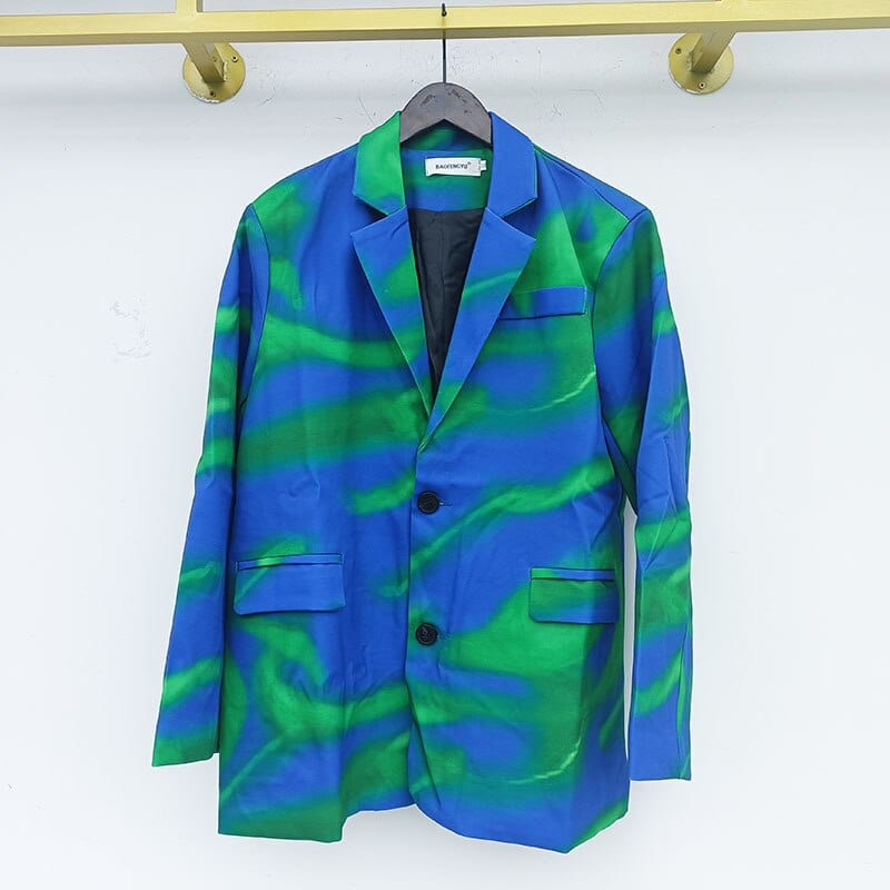 Men's Streetwear Print Single Breast Blazer Jacket