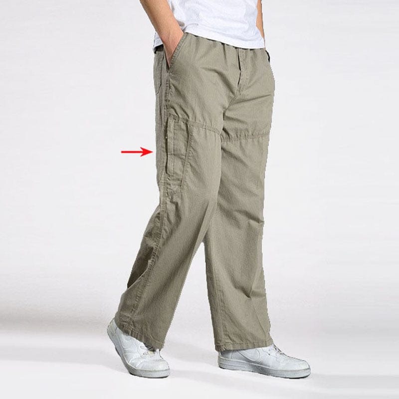 Men's Cotton Loose Multi-Pocket Cargo Pants Joggers