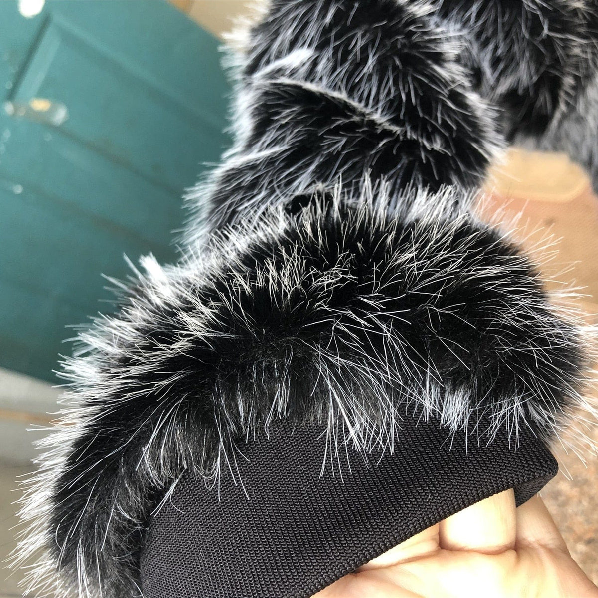 Men's Black Faux Fox Fur Winter Warm Coat Jacket