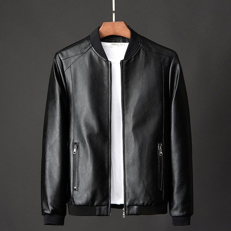 Men's Plus Size 7XL PU Leather Biker Bomber Jacket
