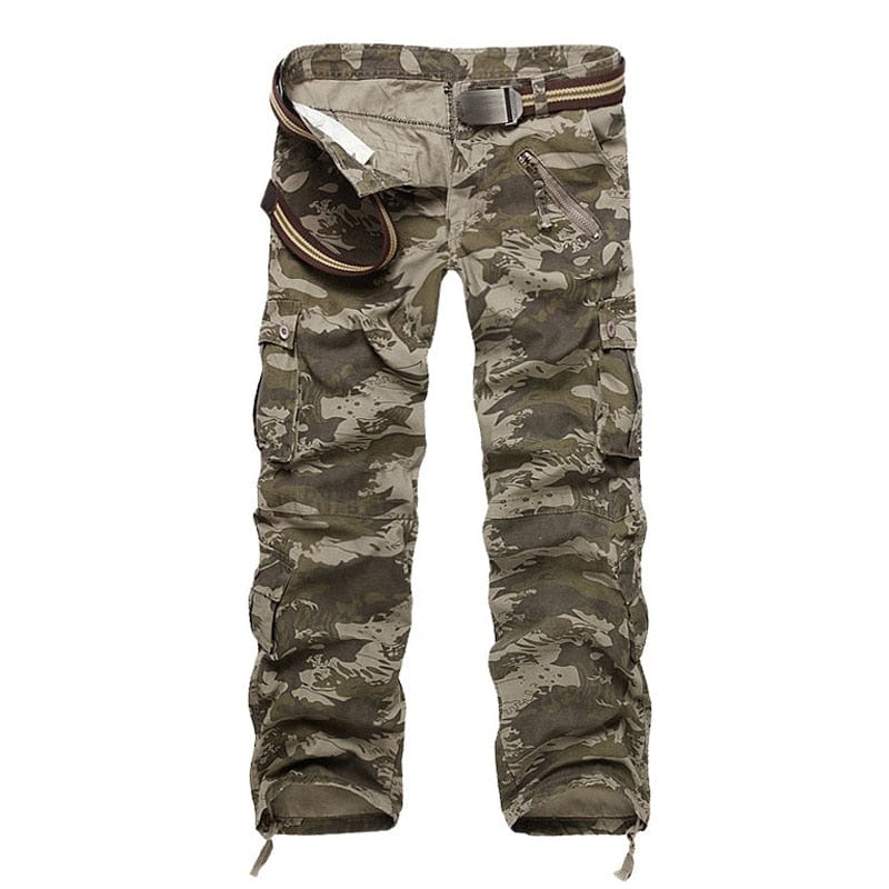 Men's Camouflage Cargo Trousers, Straight Fit Cotton